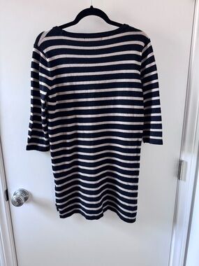 Navy and Cream Striped Knit Dress